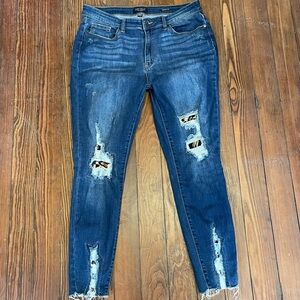 Judy Blue skinny fit distressed leopard jeans size 15 / 32